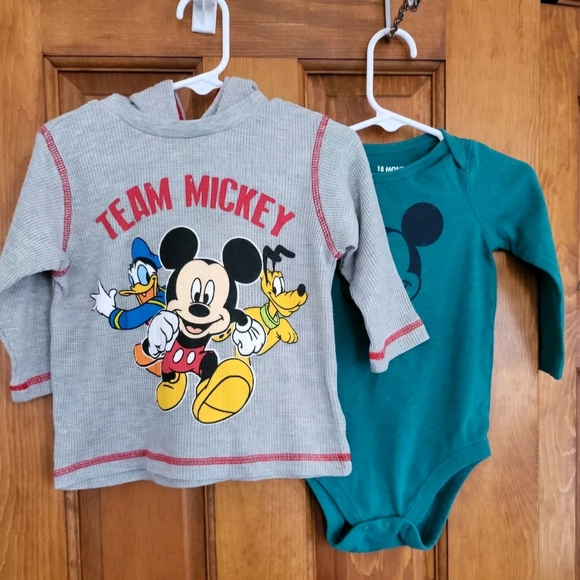 Lot of 8 Disney 12-18 & 18 mo Mickey Hoodies Tops Thermal One Piece Variety - Picture 8 of 15